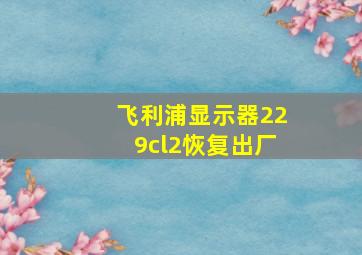 飞利浦显示器229cl2恢复出厂