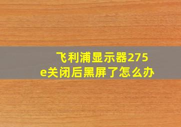 飞利浦显示器275e关闭后黑屏了怎么办