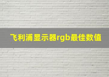 飞利浦显示器rgb最佳数值