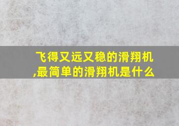 飞得又远又稳的滑翔机,最简单的滑翔机是什么