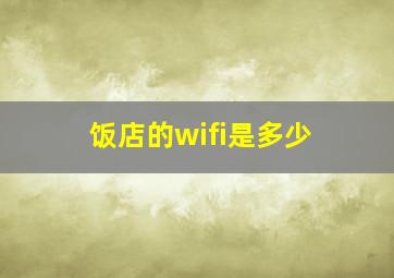 饭店的wifi是多少