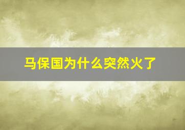 马保国为什么突然火了