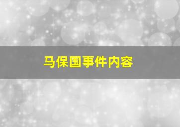 马保国事件内容