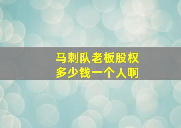 马刺队老板股权多少钱一个人啊