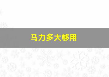 马力多大够用