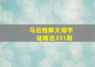 马后炮解太湖字谜精选351期