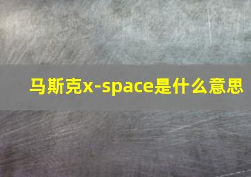 马斯克x-space是什么意思