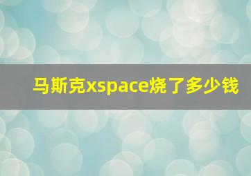 马斯克xspace烧了多少钱