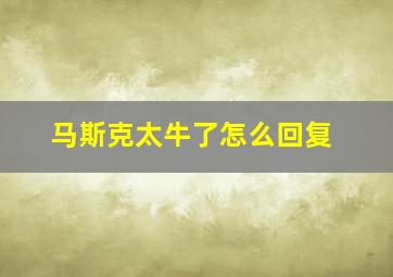 马斯克太牛了怎么回复