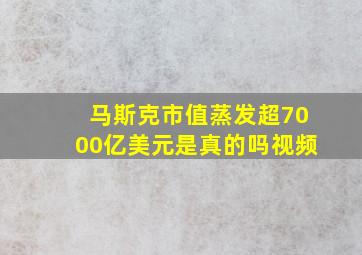 马斯克市值蒸发超7000亿美元是真的吗视频