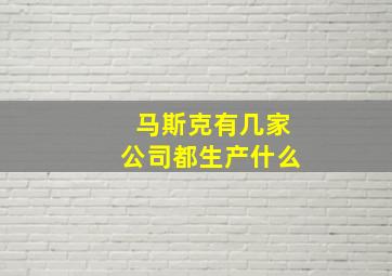 马斯克有几家公司都生产什么