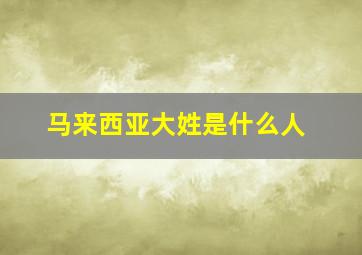 马来西亚大姓是什么人