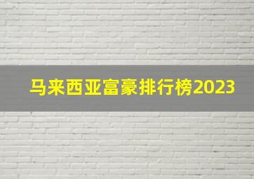 马来西亚富豪排行榜2023