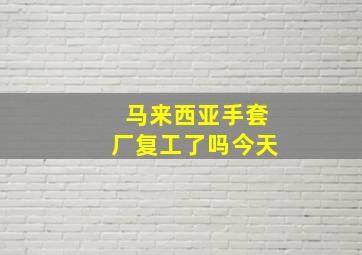 马来西亚手套厂复工了吗今天