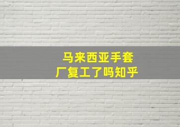 马来西亚手套厂复工了吗知乎