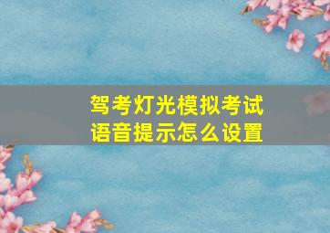 驾考灯光模拟考试语音提示怎么设置