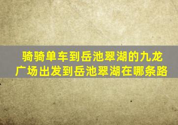 骑骑单车到岳池翠湖的九龙广场出发到岳池翠湖在哪条路