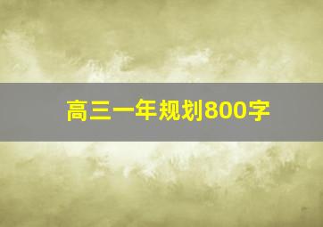 高三一年规划800字