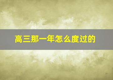 高三那一年怎么度过的