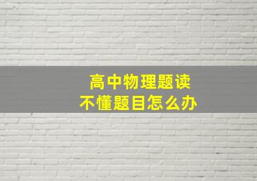 高中物理题读不懂题目怎么办