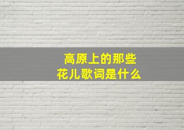 高原上的那些花儿歌词是什么