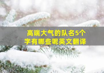 高端大气的队名5个字有哪些呢英文翻译