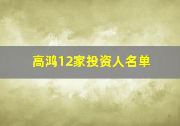 高鸿12家投资人名单