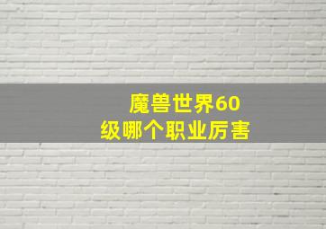 魔兽世界60级哪个职业厉害