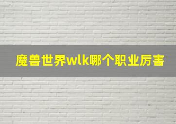 魔兽世界wlk哪个职业厉害