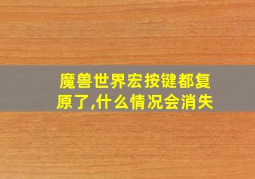 魔兽世界宏按键都复原了,什么情况会消失