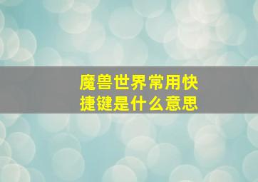 魔兽世界常用快捷键是什么意思