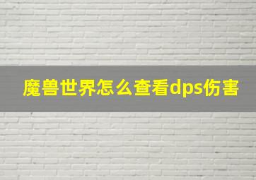 魔兽世界怎么查看dps伤害