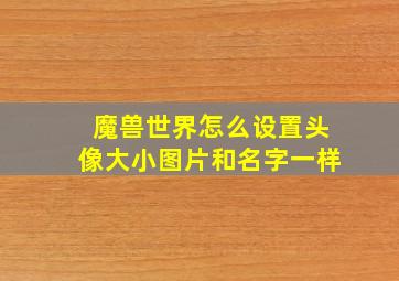 魔兽世界怎么设置头像大小图片和名字一样