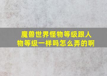 魔兽世界怪物等级跟人物等级一样吗怎么弄的啊