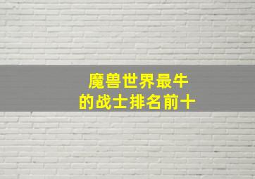 魔兽世界最牛的战士排名前十