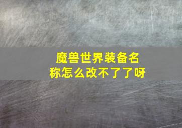 魔兽世界装备名称怎么改不了了呀