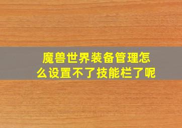 魔兽世界装备管理怎么设置不了技能栏了呢