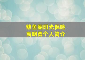 鲅鱼圈阳光保险高明勇个人简介