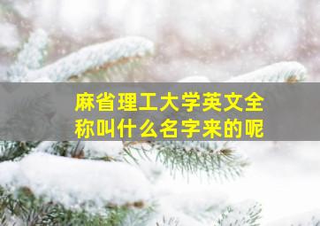 麻省理工大学英文全称叫什么名字来的呢