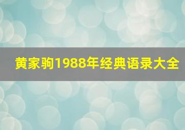 黄家驹1988年经典语录大全