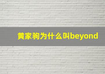 黄家驹为什么叫beyond