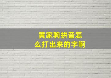 黄家驹拼音怎么打出来的字啊