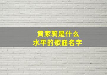 黄家驹是什么水平的歌曲名字