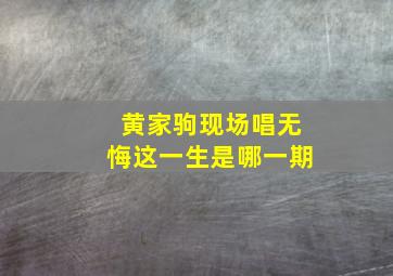 黄家驹现场唱无悔这一生是哪一期