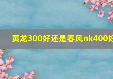 黄龙300好还是春风nk400好