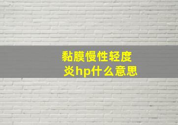 黏膜慢性轻度炎hp什么意思