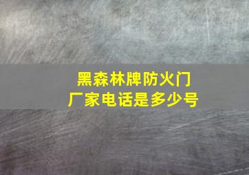 黑森林牌防火门厂家电话是多少号