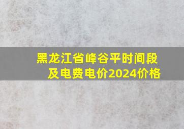 黑龙江省峰谷平时间段及电费电价2024价格