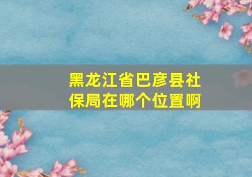 黑龙江省巴彦县社保局在哪个位置啊