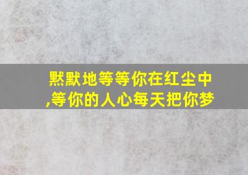 黙默地等等你在红尘中,等你的人心每天把你梦